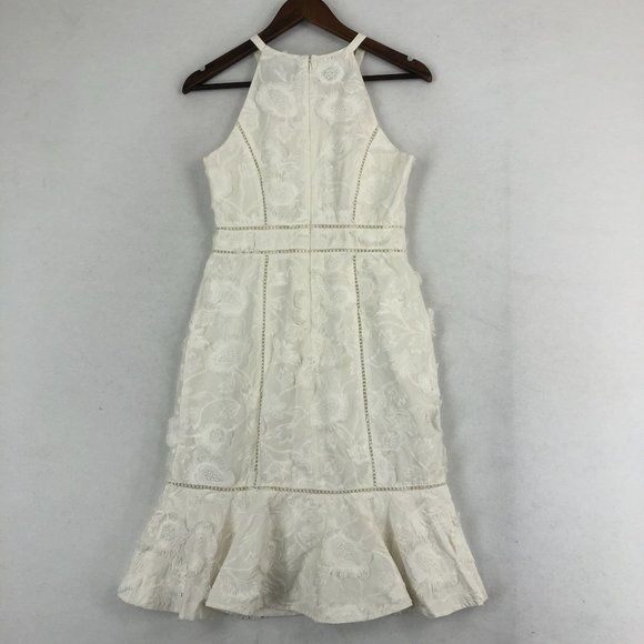 INC International Concepts Women's Size 2 White Lace High Neck Flounce Dress - Picture 10 of 11